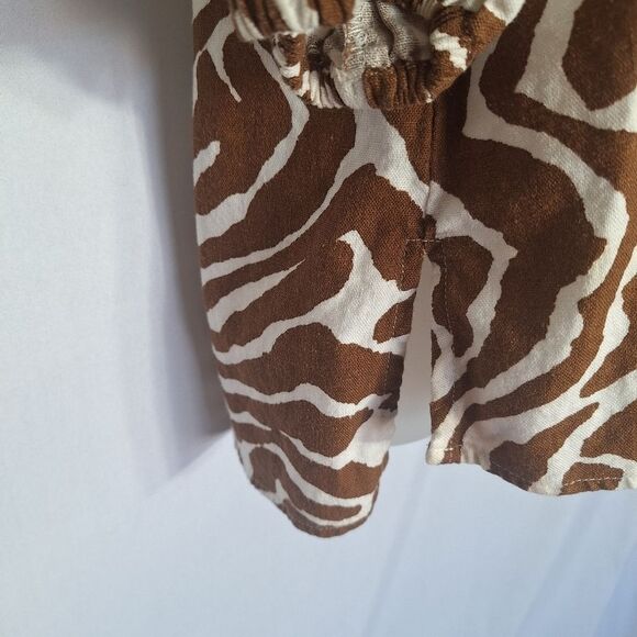 Ellen Tracy Womens Top Cold Shoulder Linen Animal Print Coastal Boho Chic Small - Picture 10 of 14